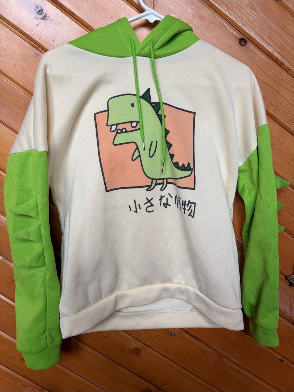 Green & Cream Dinosaur Graphic Hoodie